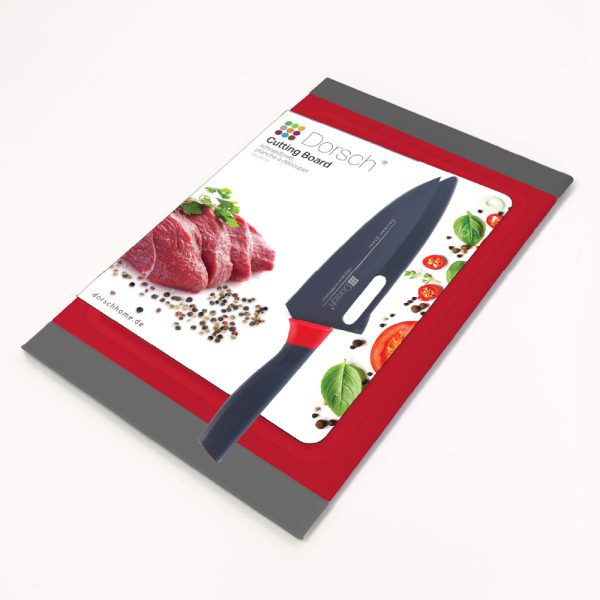 Dorsch Cutting Board 28.8cm Set + German Steel Chef Knife + Blade Guard + Honing Steel - Bait Baitk Lebanon