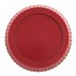 Back view of red Dorsch tart pan with scalloped rim