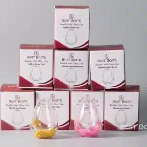 علب كاسة متة قزاز دبل زجاج بيت بيتك مع الكاسات الزجاجية أمامها