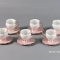Pink Coffee Cup and Saucer Set – Porcelain, Gold Handle - Bait Baitk Lebanon