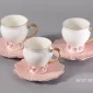 Pink Coffee Cup and Saucer Set – Porcelain, Gold Handle - Bait Baitk Lebanon