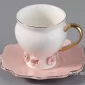 Pink Coffee Cup and Saucer Set – Porcelain, Gold Handle - Bait Baitk Lebanon