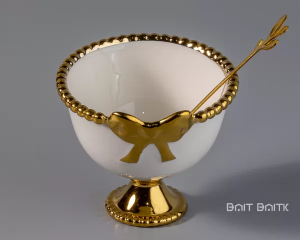sk-4275-1 Gold Dessert Bowl Set with Tray – 6 Small Bowls with Spoons - Bait Baitk Lebanon