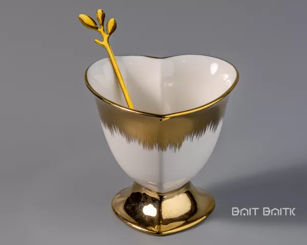 sk-4276-1 Gold Dessert Serving Set with Tray – 6 Bowls with Spoons - Bait Baitk Lebanon