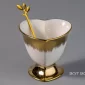 Gold Dessert Serving Set with Tray – 6 Bowls with Spoons - Bait Baitk Lebanon