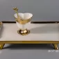 Gold Dessert Serving Set with Tray – 6 Bowls with Spoons - Bait Baitk Lebanon