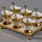 Gold Dessert Serving Set with Tray – 6 Bowls with Spoons - Bait Baitk Lebanon