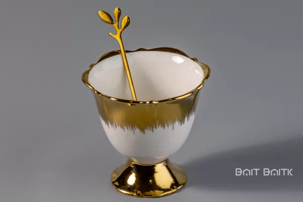 sk-4277-1 Luxury Gold Dessert Serving Set with Tray – 6 Bowls & Spoons - Bait Baitk Lebanon