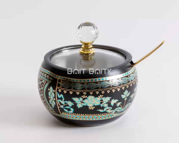 Sugar Jar with Stainless Lid, Black Decorative - Bait Baitk Lebanon
