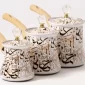 Luxury Arabic Calligraphy Turkish Coffee Pot Set – White & Gold – 3 Pieces - Bait Baitk Lebanon