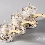 Luxury Arabic Calligraphy Turkish Coffee Pot Set – White & Gold – 3