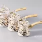 Luxury Arabic Calligraphy Turkish Coffee Pot Set – White & Gold – 3 Pieces - Bait Baitk Lebanon