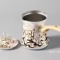 Luxury Arabic Calligraphy Turkish Coffee Pot Set – White & Gold – 3 Pieces - Bait Baitk Lebanon