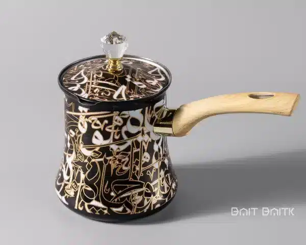 sk-4702-5 طقم ركوة قهوة مزخرف اسود بخط عربي ذهبي – 3 احجام وصف قصير - بيت بيتك لبنان