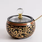 Sugar Jar with Stainless Lid, Black Gold Decorative