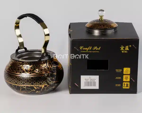 sk-3396-2 Arabic Calligraphy Tea Pot Black & Gold 2.0L - Bait Baitk Lebanon