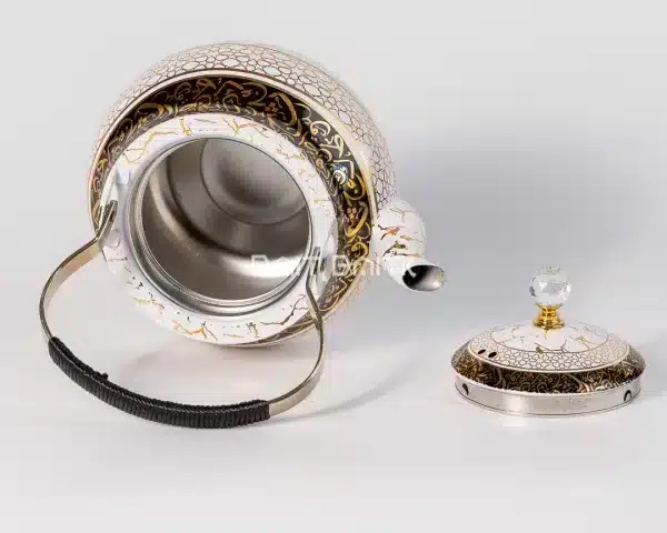 sk-3397-1 إبريق شاي زخرفة عربية أبيض مع ذهبي – 1.5 لتر - بيت بيتك لبنان