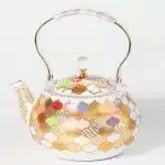 Luxury Pattern Tea Pot White Multicolor & Gold 2.0L