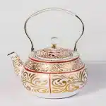 Classic Gold Pattern Tea Pot White/Gold with Red Accents 2.0L