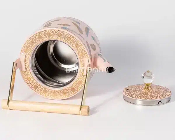 sk-3984-1 Feather Design Tea Pot Pink & Gold 1.5L - Bait Baitk Lebanon