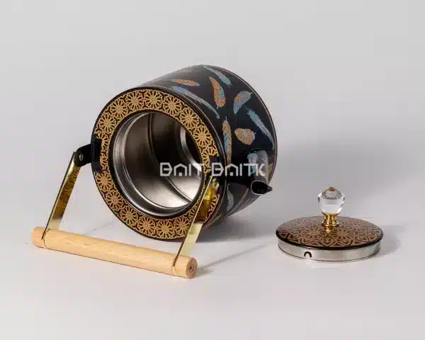 sk-3985-2 Feather Design Tea Pot Matte Black with Gold/Blue 1.5L - Bait Baitk Lebanon