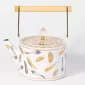 Feather Design Tea Pot – White with Gold/Gray – 1.5L - Bait Baitk Lebanon