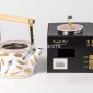 Feather Design Tea Pot – White with Gold/Gray – 1.5L - Bait Baitk Lebanon