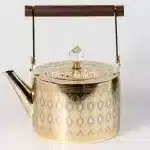 Luxury Gold Pattern Tea Pot Geometric Design with Wooden Handle 1.5L