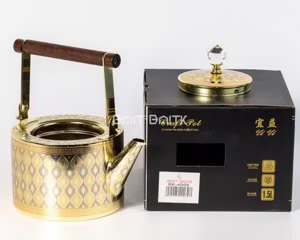 sk-4005-2 Luxury Gold Pattern Tea Pot Geometric Design with Wooden Handle 1.5L - Bait Baitk Lebanon