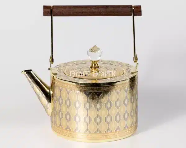 Luxury Gold Pattern Tea Pot Geometric Design with Wooden Handle 1.5L - Bait Baitk Lebanon