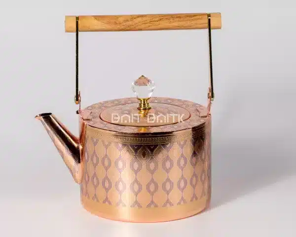 Luxury Rose Gold Pattern Tea Pot Geometric Design with Wooden Handle 1.5L - Bait Baitk Lebanon