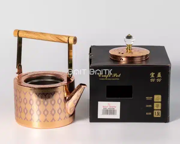 sk-4006 Luxury Rose Gold Pattern Tea Pot Geometric Design with Wooden Handle 1.5L - Bait Baitk Lebanon
