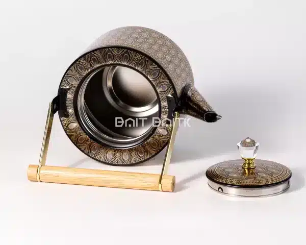 sk-4007-2 Luxury Black & Gold Peacock Pattern Tea Pot Wooden Handle 1.5L - Bait Baitk Lebanon