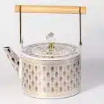 Luxury Stainless Steel Tea Pot with Feather Pattern – 1.5L (Wood