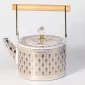 Luxury Stainless Steel Tea Pot with Feather Pattern – 1.5L (Wood Handle) - Bait Baitk Lebanon