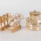 Glass Teapot Set with 6 Cups & Bamboo Lid – Bamboo Rack - Bait Baitk Lebanon