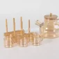 Glass Teapot Set with 6 Cups & Bamboo Lid – Bamboo Rack - Bait Baitk Lebanon