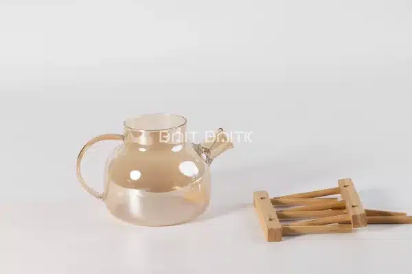 sk-3857 Glass Teapot Set with 6 Cups & Bamboo Lid – Bamboo Rack - Bait Baitk Lebanon
