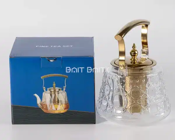 sk-3862-2 Borosilicate Glass Teapot with Stainless Steel Infuser – Gold Finish - Bait Baitk Lebanon