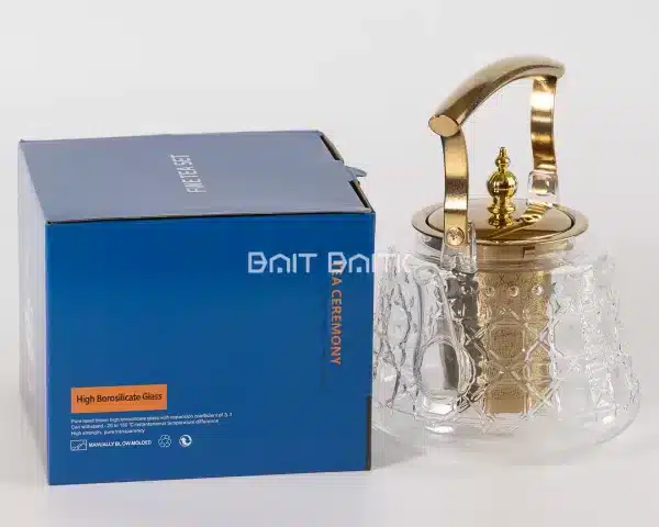 sk-3862-3 Borosilicate Glass Teapot with Stainless Steel Infuser – Gold Finish - Bait Baitk Lebanon