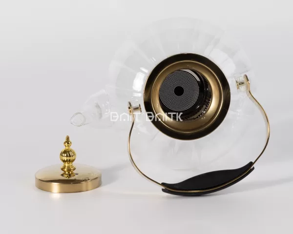 sk-3868-1 High Borosilicate Glass Teapot with Stainless Steel Infuser & Gold Accents - Bait Baitk Lebanon