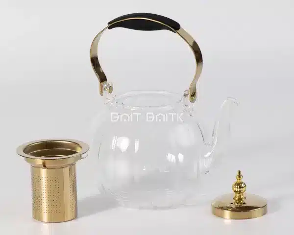 sk-3868-2 High Borosilicate Glass Teapot with Stainless Steel Infuser & Gold Accents - Bait Baitk Lebanon