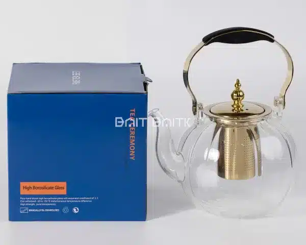 sk-3868-4 High Borosilicate Glass Teapot with Stainless Steel Infuser & Gold Accents - Bait Baitk Lebanon