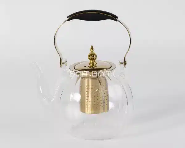 High Borosilicate Glass Teapot with Stainless Steel Infuser & Gold Accents - Bait Baitk Lebanon