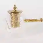 Textured Glass Teapot with Stainless Steel Infuser & Gold Lid
