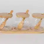 3-Piece Sugar Bowl Set with Bamboo Base