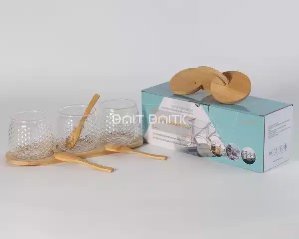 sk-3874-2 طقم سكريات 3 قطع مع قاعدة خشب بامبو - بيت بيتك لبنان