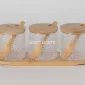 طقم سكريات 3 قطع مع قاعدة خشب بامبو