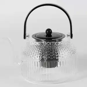 إبريق شاي زجاج بوروسيليكات 1500 مل مع مصفاة ستانلس – لون أسود