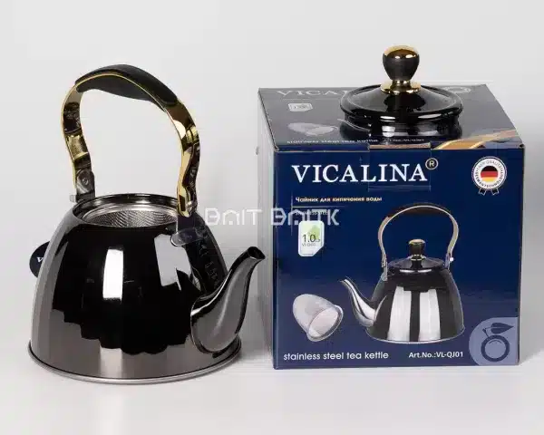sk-3923-3 VICALINA Stainless Steel Tea Kettle 1.0L – Black & Gold - Bait Baitk Lebanon